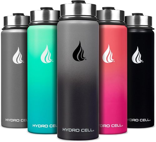 HYDRO CELL Stainless Steel Insulated Water Bottle - Versatile for Hot & Cold Drinks | 24oz Graphite/Black