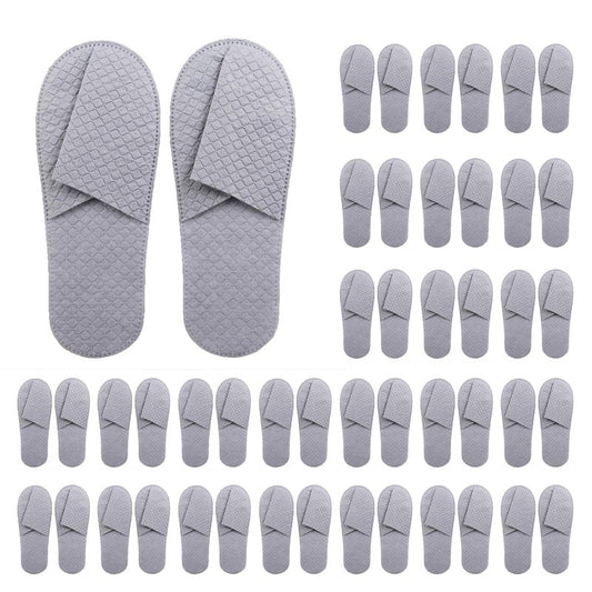 16 Pack Premium Spa Slippers Cooling Breathable Design Non Slip for Hotels Travel Home Use Bulk Value Set with Transparent Pouch（gray）