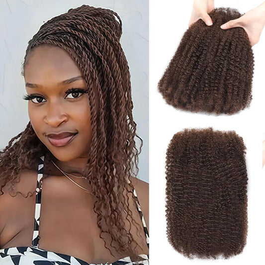 Afro Kinkys Bulk Human Hair for Dreadlocks Extensions Repair Locs, Twist Braiding Afro Kinky Human Hair for Locs Natural Black Color 18 inches 1 Pack 30 Gram（1B/18inch/30g）