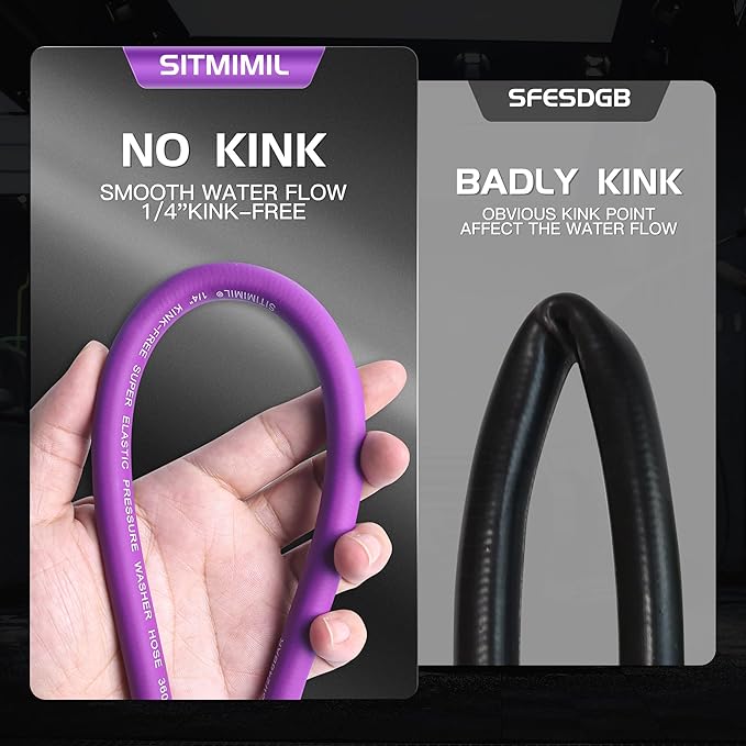 SITIMIMIL® Kink Resistant Super Flexible 1/4" Pressure Washer Hose 25FT, 3600PSI, M22-14mm, Universal Electric Power Washer Hose Replacement for Ryobi, Troy Bilt, Greenworks, More High Pressure Hose