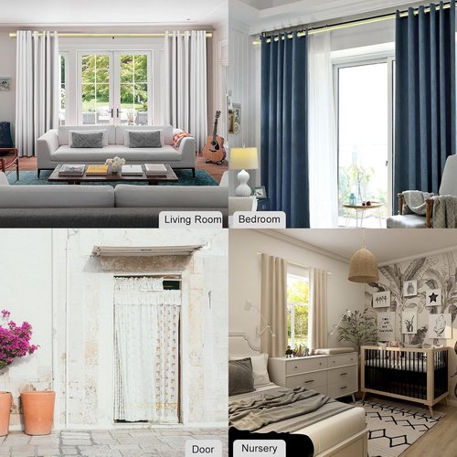 Byondeth Adjustable Curtain Rods - 16 to 170 Inches | 1 Inch Diameter with Aluminum End Cap, Silver Gray