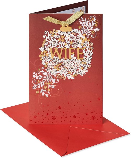 American Greetings Christmas Card - Romantic Holiday Greeting with Detachable Keepsake Ornament | Perfect for Wife