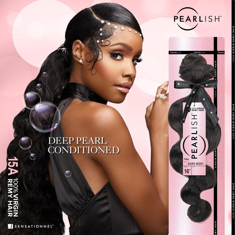 Sensationnel Pearlish bundle human hair - euro body deep pearl conditioned 15a soft remy beauty supply sew in or glue on bundles (10 Inch, NATURAL/BLACK)