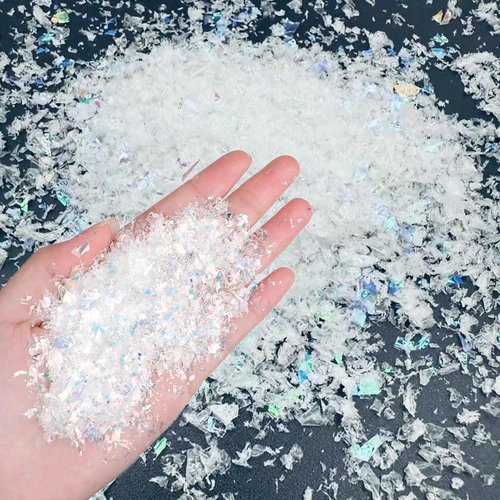 Jylucky Fake Snow Decoration - Sparkling White Craft Snowflakes for Holiday Displays | 12.5 Ounces