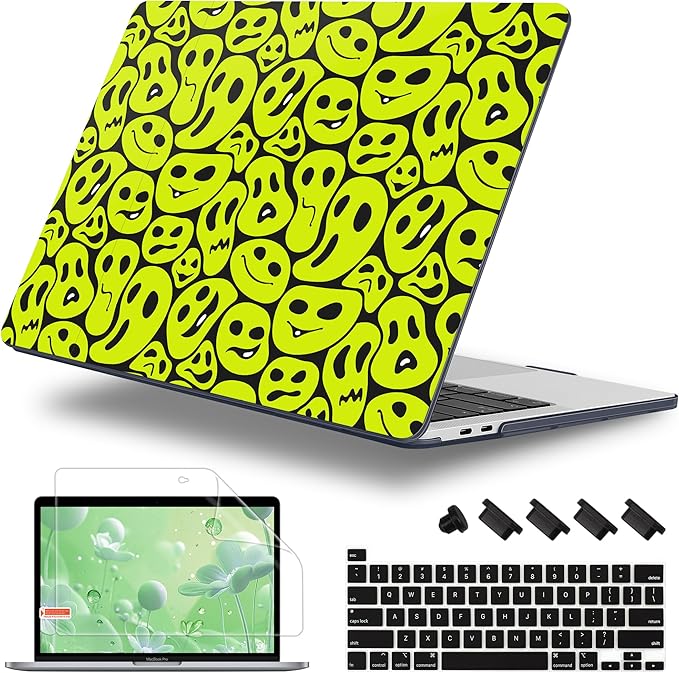 Lepeoac for MacBook Pro 16 inch Case 2019 2020 Release Model A2141, Plastic Hard Shell Cover with Keyboard Cover for MacBook Pro 16 inch with Touch Bar & Touch ID, Distorted Emoticon