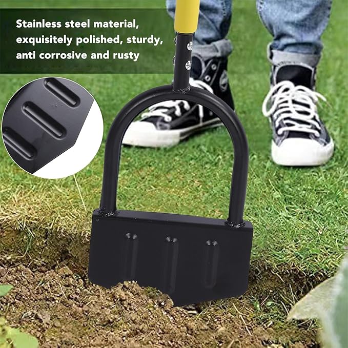 KANASI Lawn Edger, T Handle Stainless Steel Half Moon Tool for Garden Flower Bed and Sidewalk Driveway Edging