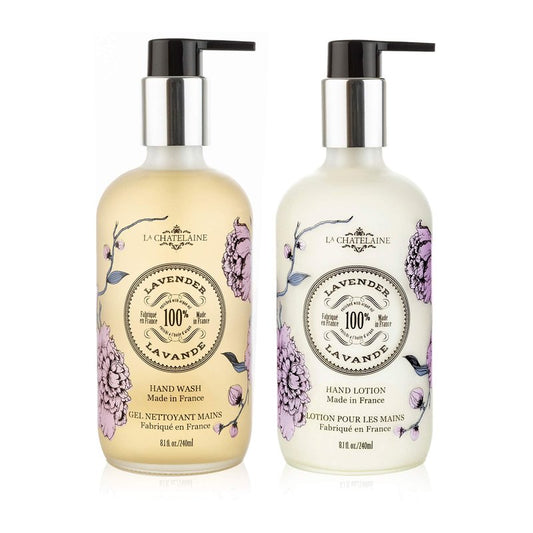 La Chatelaine Hand Wash & Lotion Set | Sulfate Free | Frosted Glass Bottles | Nourishing Shea Butter Formula | Natural and Organic | Made in France | 2 x 8.1 oz. (Shea)