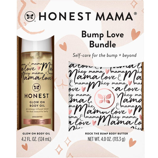 The Honest Company Mama Body and Belly Bump Love Bundle, Moisturizing Plant Based Oil and Stretch Mark Butter Cream
