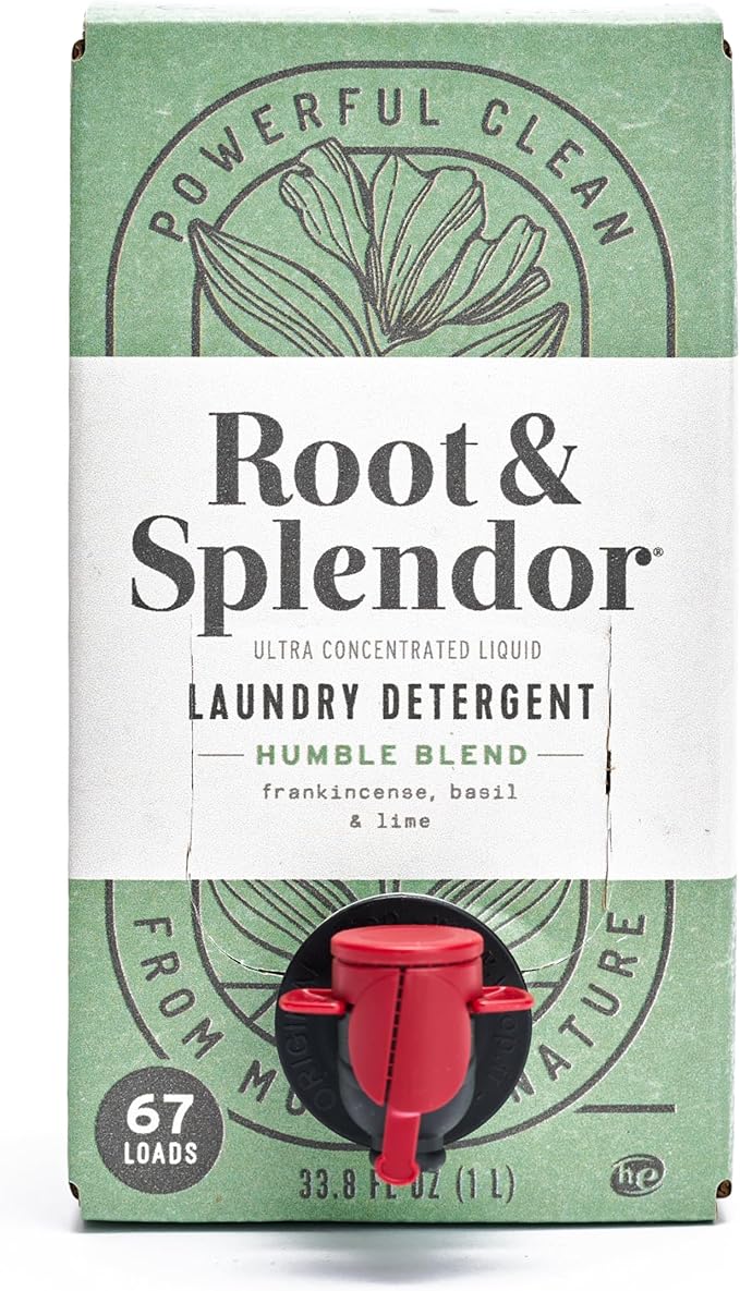 Root & Splendor Ultra Concentrated All Natural Laundry Detergent Liquid - Plant Based, Enzymatic Laundry Soap, Humble Scent, 1 Liter, 67 Loads