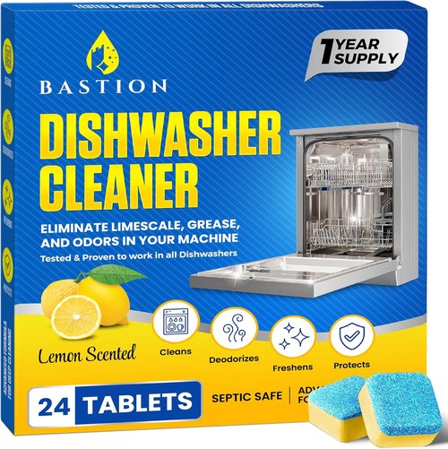 Dishwasher Cleaner Tablets by [Brand Name] - Heavy Duty Lemon-Scented Descaler Pods | 24 Tablets for Optimal Machine Performance
