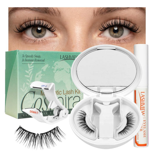 LASHVIEW Upgrade Magnetic Eyelashes with Applicator, Reusable Soft Magnetic Lashes Natural Look, No Glue Needed,Comfort& Convenient Portable All-in-One Box (RCY24)