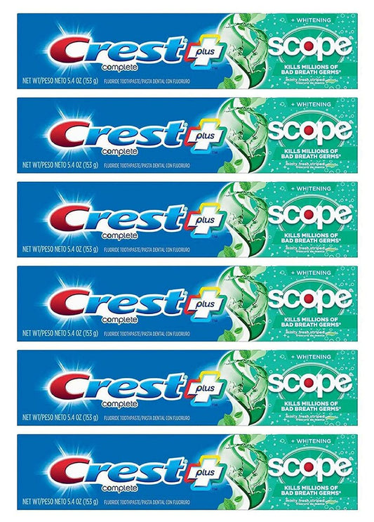 Crest Toothpaste 5.4 Ounce Plus Scope Whitening Minty Fresh (Pack of 6)