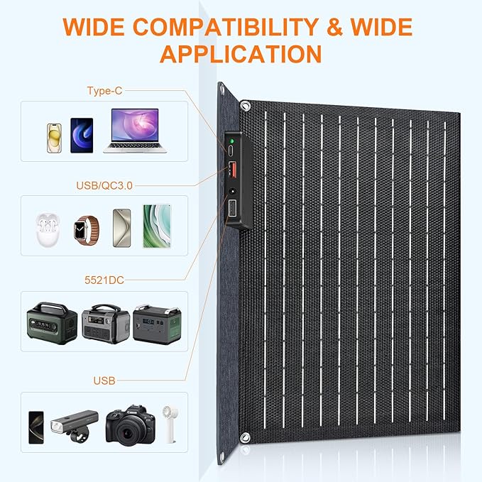 VLAIAN 30W 100W 200W 400W Solar Panel,Portable Foldable Solar Panel Kit,Black with Carrying Case (30W)