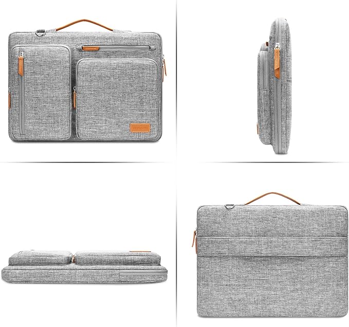 MOSISO 360 Protective Laptop Shoulder Bag,14 inch Computer Bag Compatible with HP Lenovo Dell ASUS Acer, HP, Dell Latitude, Lenovo,Side Open Messenger Bag with 4 Zipper Pockets&Handle, Gray