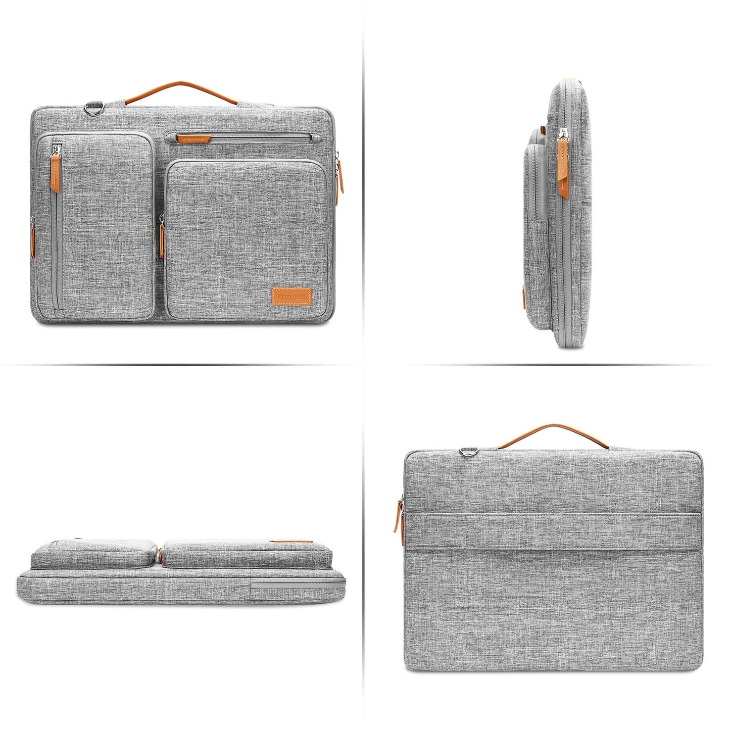 MOSISO 360 Protective Laptop Shoulder Bag,14 inch Computer Bag Compatible with HP Lenovo Dell ASUS Acer, HP, Dell Latitude, Lenovo,Side Open Messenger Bag with 4 Zipper Pockets&Handle, Gray