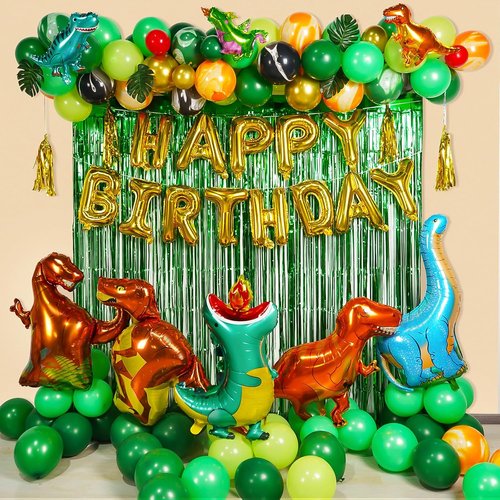 GoGoGoodie Dinosaur Theme Birthday Party Decorations - Green Dino Decor for Boys Ages 3-12