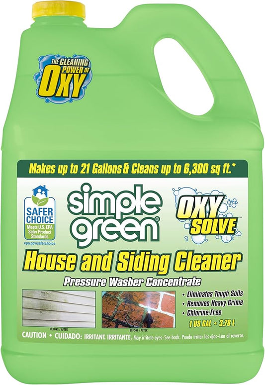 Oxy Solve House and Siding Pressure Washer Cleaner - Removes Stains from Mold & Mildew on Vinyl, Aluminum, Wood, Brick, Stucco - Concentrate 1 Gal.