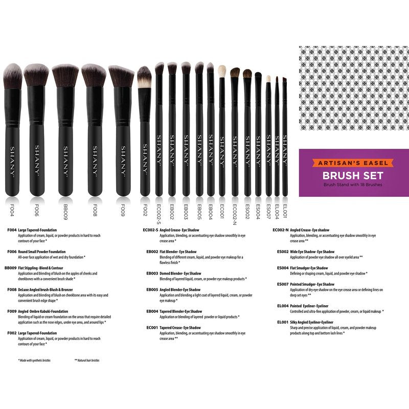 SHANY Makeup Brushes Artisan Easel Elite Cosmetics Make up Brush Set, Complete Kabuki Makeup Brush Set - Old Packaging