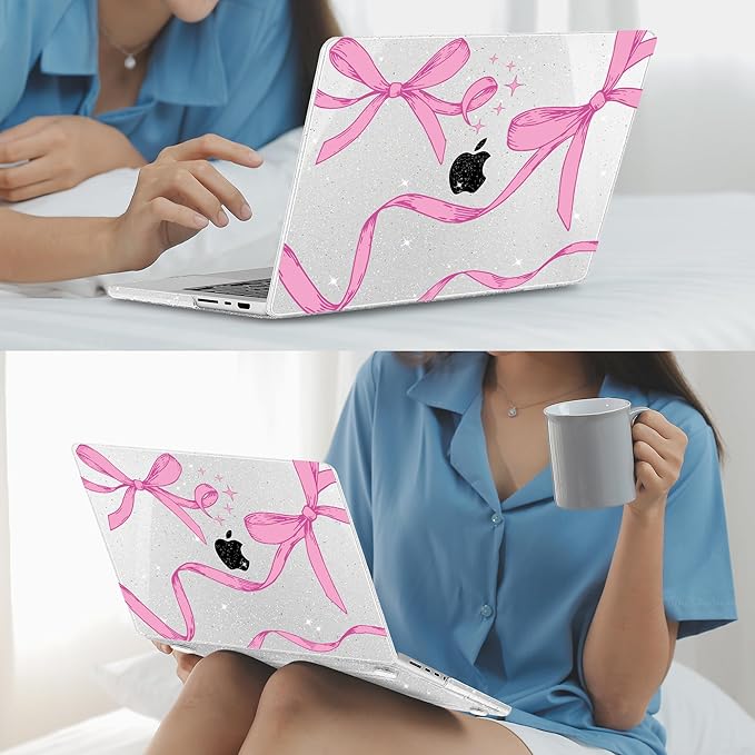 Mektron Case for 2026 M5 MacBook Pro 16 inch A3429 A3428 M4 A3403 A3186 M3 A2991 M2 A2780 M1 A2485 (2021-2025) Pro/Max with Liquid Retina XDR, Hard Shell Plastic Laptop Cover, Pink Bows C246