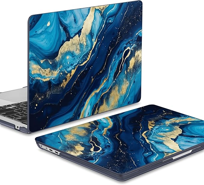 May Chen Case for MacBook Air 13/13.6 inch M5 A3449 M4 A3240 M3 A3113 M2 A2681, 2026 2025 2024-2022, Plastic Hard Shell with Keyboard Cover & Screec Protector, Blue Marble Texture