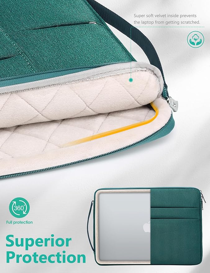 HYZUO 13.3-14 Inch Laptop Sleeve Bag for MacBook Pro 14 M5-M1 Pro/Max A3426 A3427 2026-2021, MacBook Air/Pro 13, 13.8-13.5 Surface Laptop/Book, Notebook Case for 13" HP Dell Lenovo Asus, Dark Green