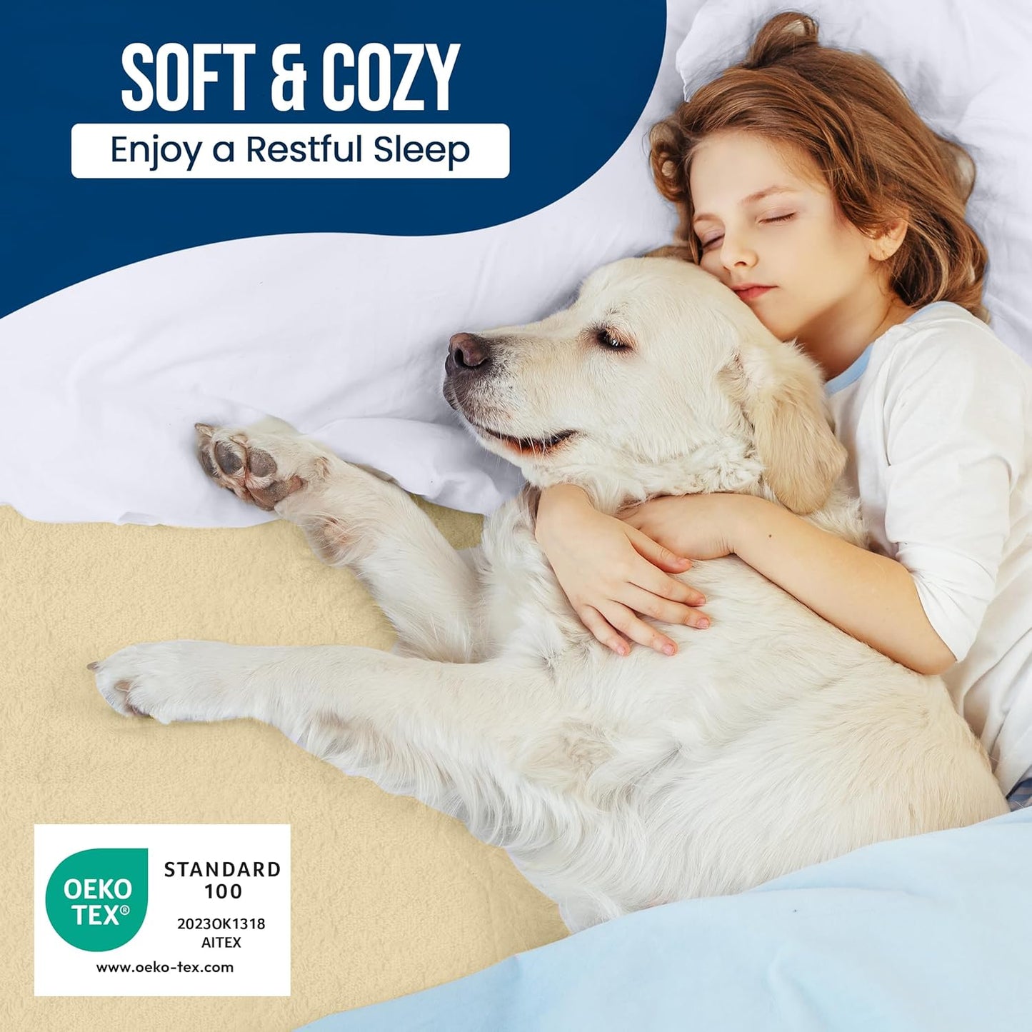 Utopia Bedding Twin XL Mattress Protector - Waterproof Terry Cover with Deep Pockets | Soft & Breathable Beige