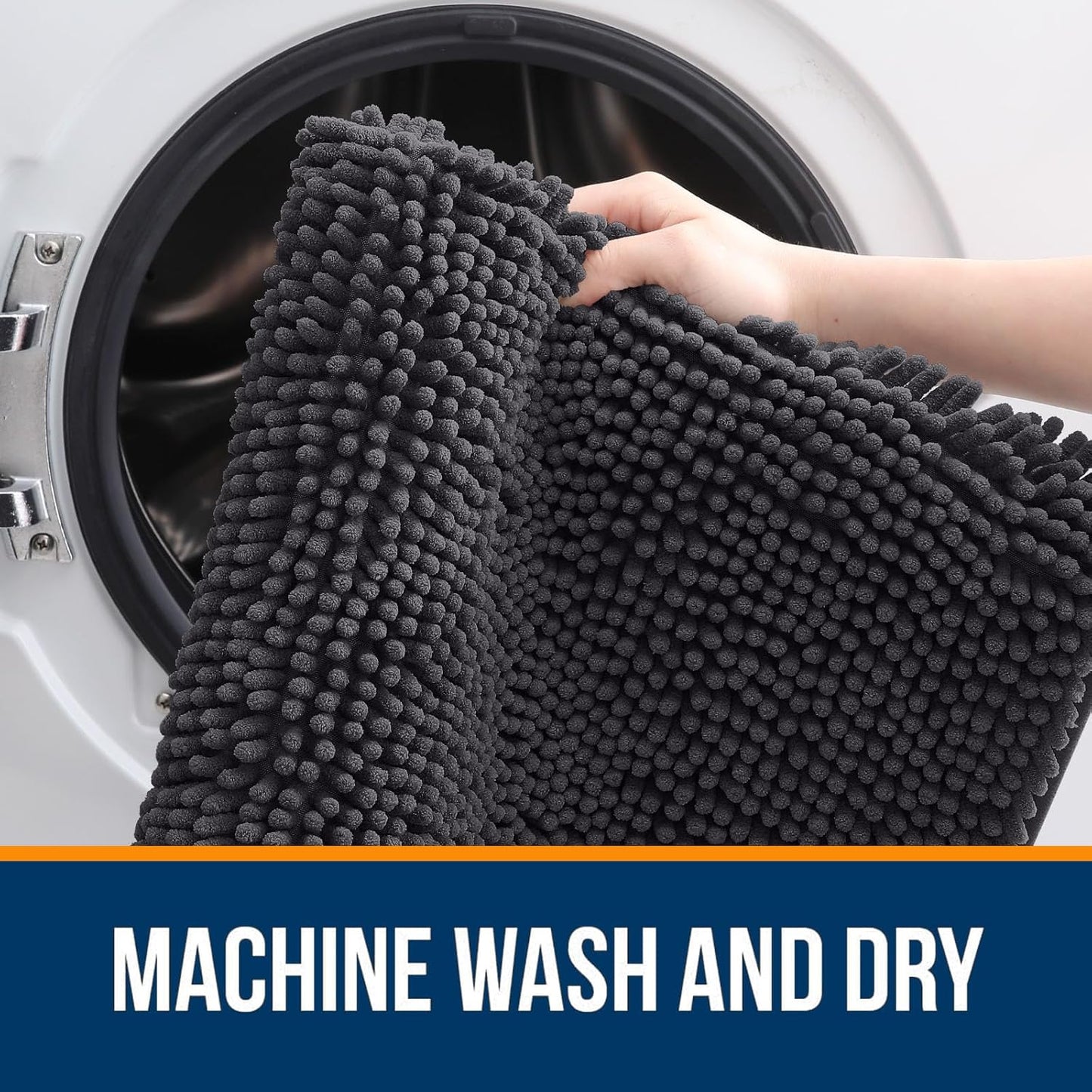OLANLY Bathroom Rugs - Extra Soft Chenille Bath Mats | Quick-Dry, Machine Washable, 34x21, Dark Grey
