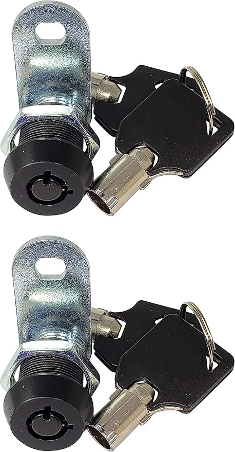 Admiral Locks Tubular Cam Lock, Keyed Alike Removable Key RV Compartment Storage Lock Cabinet Locks (Black Pack of 2, 5/8 Inch 90°)