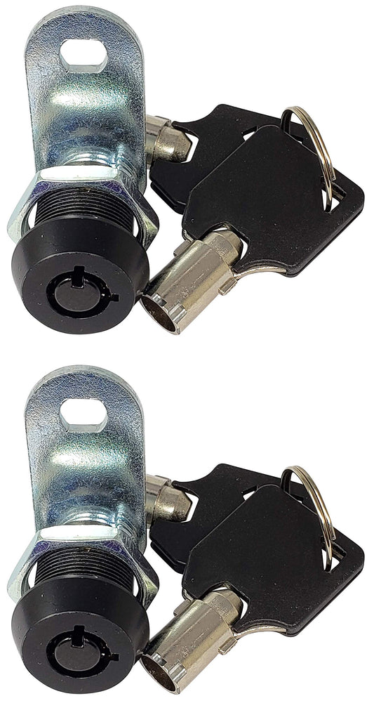 Admiral Locks Tubular Cam Lock, Keyed Alike Removable Key RV Compartment Storage Lock Cabinet Locks (Black Pack of 2, 5/8 Inch 90°)