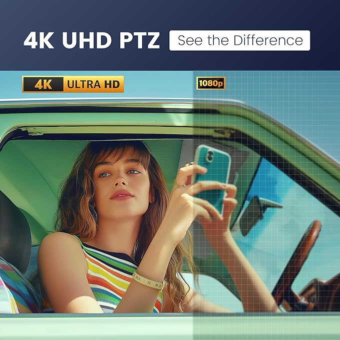 TONGVEO 4K PTZ Camera with AI-Powered Auto-Tracking & Gesture Control 5X Digital Zoom USB 3.0 120-Degree Wide-Angle PTZ Webcam for Video Conference YouTube/Teams/Zoom Meeting Live Streaming