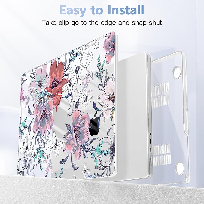 Lepeoac for MacBook Pro 16 inch Case M1 M2 M3 M4 M5 Pro/Max with Liquid Retina XDR, Release 2021-2025 2026 A3429 A3428, Hard Shell Case with Screen Protector & Keyboard Cover, Floral C319