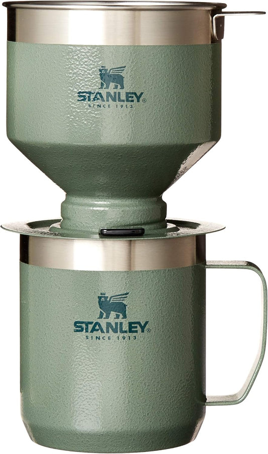 STANLEY Perfect Brew Pour Over Set - 12 oz Insulated Camp Mug with Lid & Reusable Filter | BPA-Free Hammertone Green