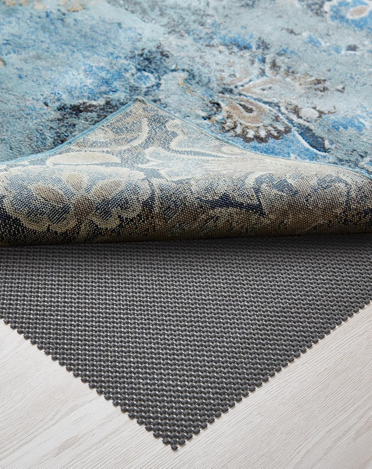 Veken Rug Gripper Pad - Non-Slip 2x4 Ft Area Rug Pad in Thick Dark Grey | Anti-Skid Mat for Hardwood & Tile Floors