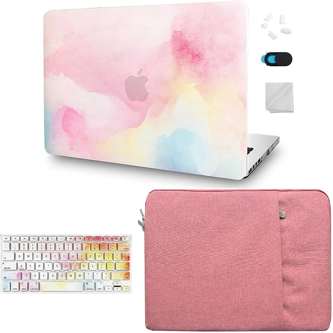 KECC Ultra Thin Case for MacBook Pro 13 inch 2026 2025-2016 Release M2 M1 Chip, Lightweight Plastic Hard Shell for MacBook Pro 13” + Keyboard Cover + Sleeve, Pink Mist