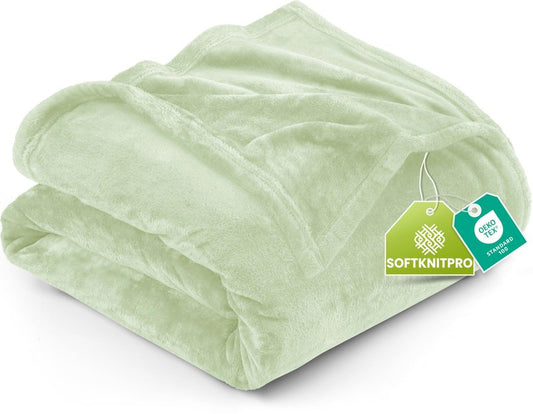 Utopia Bedding Fleece Blanket King Size Sage Green 300GSM Luxury Fuzzy Soft Anti-Static Microfiber Bed Blanket (90x102 Inch)