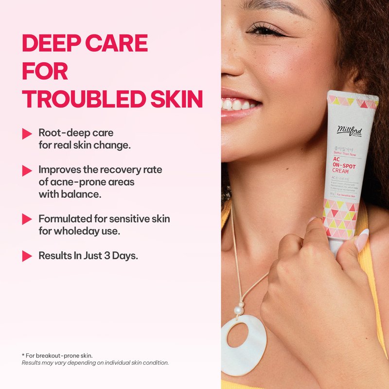 Millford AC On-Spot Cream 30g/1.05 Oz, Zinc Oxide 10%, Niacinamide 2% for Active Skin Repair, Acne Spot Treatment for Face, Blemish Care, Dark Spot, Korean Skincare for Sensitive & Acne-Prone Skin
