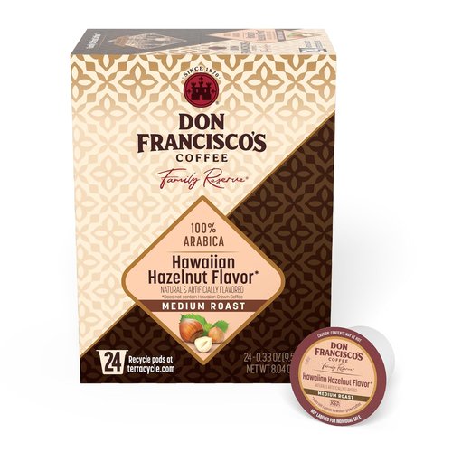 Don Francisco's Hawaiian Hazelnut Coffee Pods - 24 Count Medium Roast | Compatible with Keurig Brewers