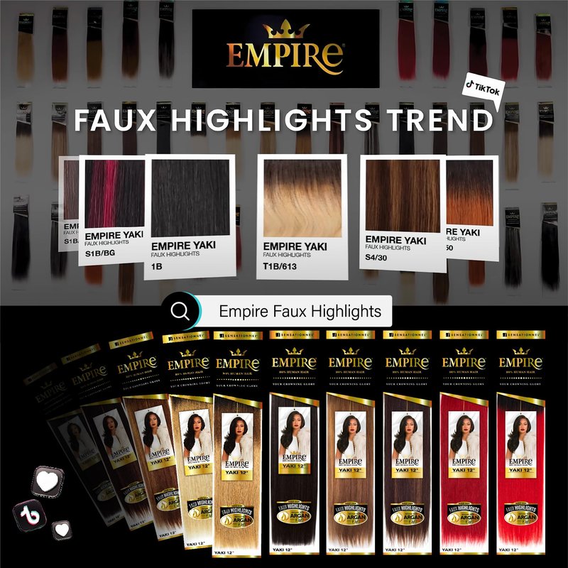 Sensationnel Empire yaki human hair - Tangle Free Weaving for Quick Weave and Sew in Styles for Faux Highlights and Fauxmiddlepart Leave Out - 1 Pack (14 inch, S1B/30)