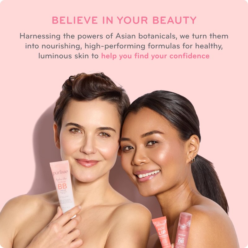 pūrlisse Perfect Glow BB Cream SPF 30 - Luminous Matte Tinted Moisturizer with SPF - Korean Skin Care Formula with Goji & Hawthorn Berry to Hydrate, Brighten & Even Skin - Medium (1.4 oz)