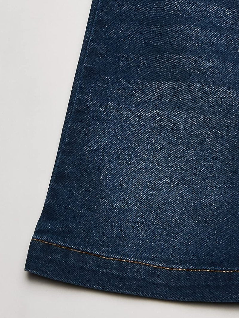 Calvin Klein Girls' Denim Skirtall Dress, Overall Style with Hook & Loop Closure, Boyfriend Fit, Functional Front Pocket, Authentic, 7