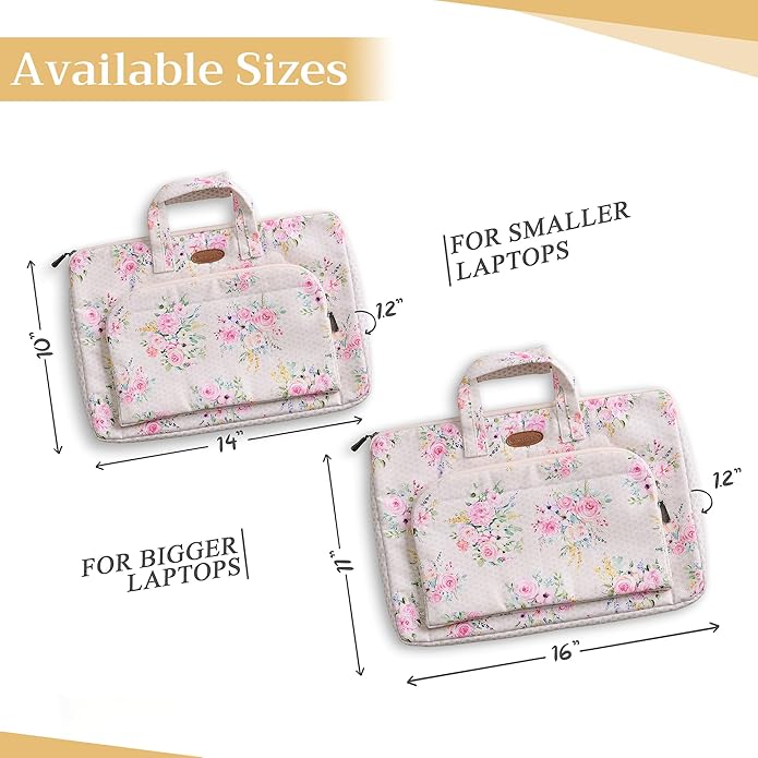 Maison d'Hermine Laptop Bag with Pocket Upto 15.5 inch Stain and Water Repellent Cotton Canvas Spring Summer (Sweet Rose Lavender)