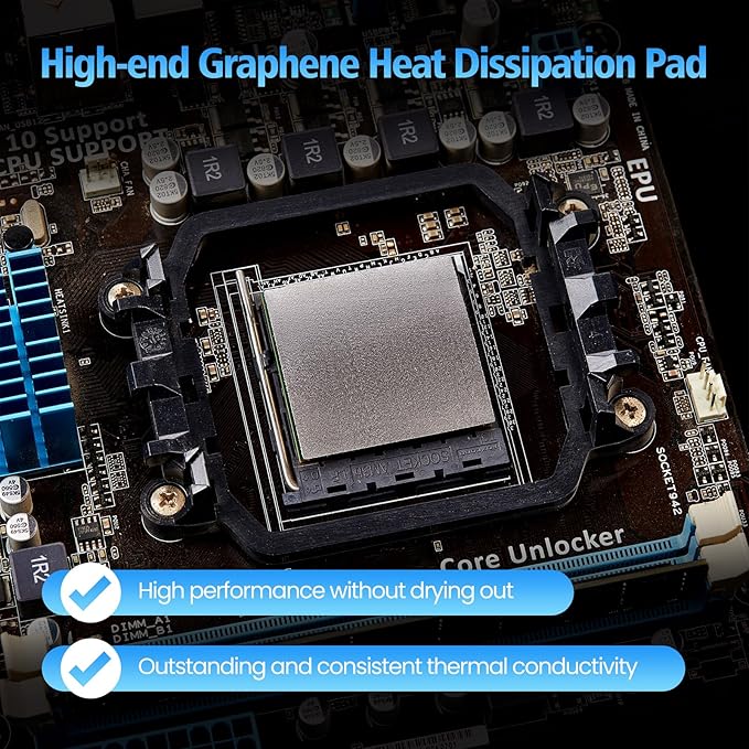 Leadercarbon Thermal Pad,38 * 38 * 0.2mm,Graphene Thermal Pads for GPU/CPU/XBOX/PS5/ Electronics - Highly Efficient, Compressible (38 * 38mm), Perfect Alternative for Thermal Paste.
