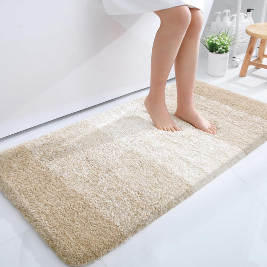 OLANLY Bathroom Runner Rug - Extra Soft Microfiber Mat | Quick Dry, Washable, 47x24, Light Beige