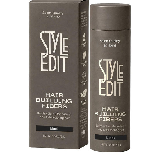 Style Edit Hair Building Fibers for Thinning Hair | Conceals Receding Hairlines, Fine Hair & Bald Spots | 100% Plant-Based Hair Thickening Powder for Men & Women, 0.88oz