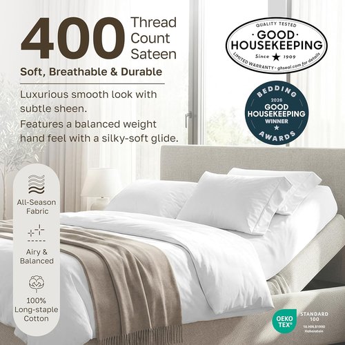 California Design Den Split King Bed Sheets Set - 100% Cotton, 400 TC, Silky Smooth & Breathable - Taupe