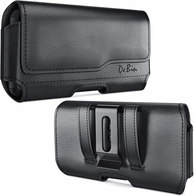 DeBin Cell Phone Belt Holder Case with Clip for Men Women, Holster for Samsung Galaxy Ultra Models S26 S25 S24 S23 S22 S21, Note 20, A13 A32 A02s A03s A12 A11 A71, Fits Phone with Case On, Black