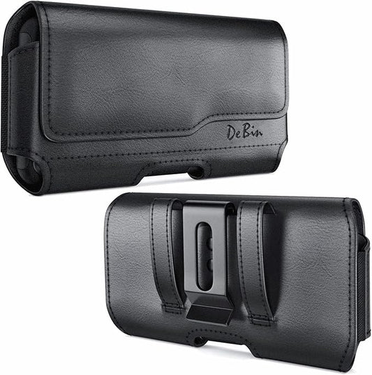 DeBin Cell Phone Belt Holder Case with Clip for Men Women, Holster for Samsung Galaxy Ultra Models S26 S25 S24 S23 S22 S21, Note 20, A13 A32 A02s A03s A12 A11 A71, Fits Phone with Case On, Black