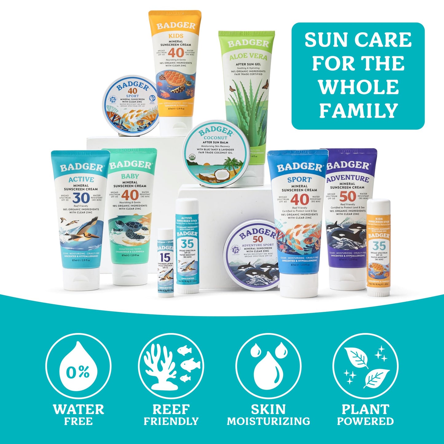 Badger Coconut AfterSun Balm, 100% Organic Soothing Sunburn Relief, Great Smelling, Moisturizing & Hydrating After Sun Skin Care, 2 oz Tin