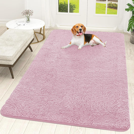 OLANLY Dog Door Mat - Absorbent Non-Slip Washable Doormat for Muddy Paws | 70x46, Dusty Rose