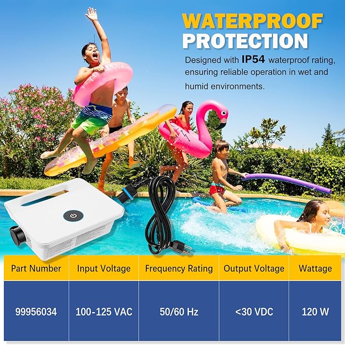 99956034 Power Supply Unit with 5898412LF Power Cord, IP54 Waterproof - Fit for Dolphin Robotic Pool Cleaners: Active 10,Echo, Encore, Escape,E10,S50,Solo,T15, Premium 10, Premium 20, 99956034US-ASSY